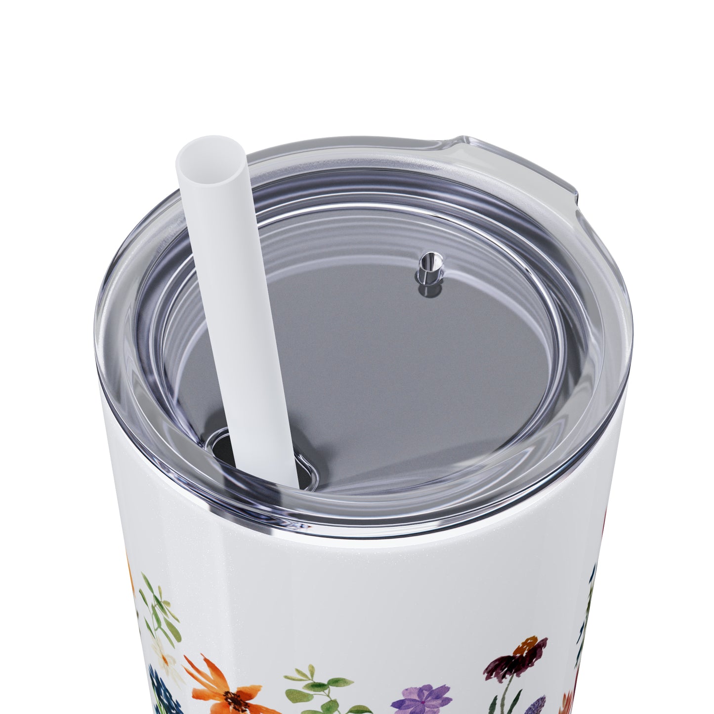flowers Skinny Tumbler with Straw, 20oz
