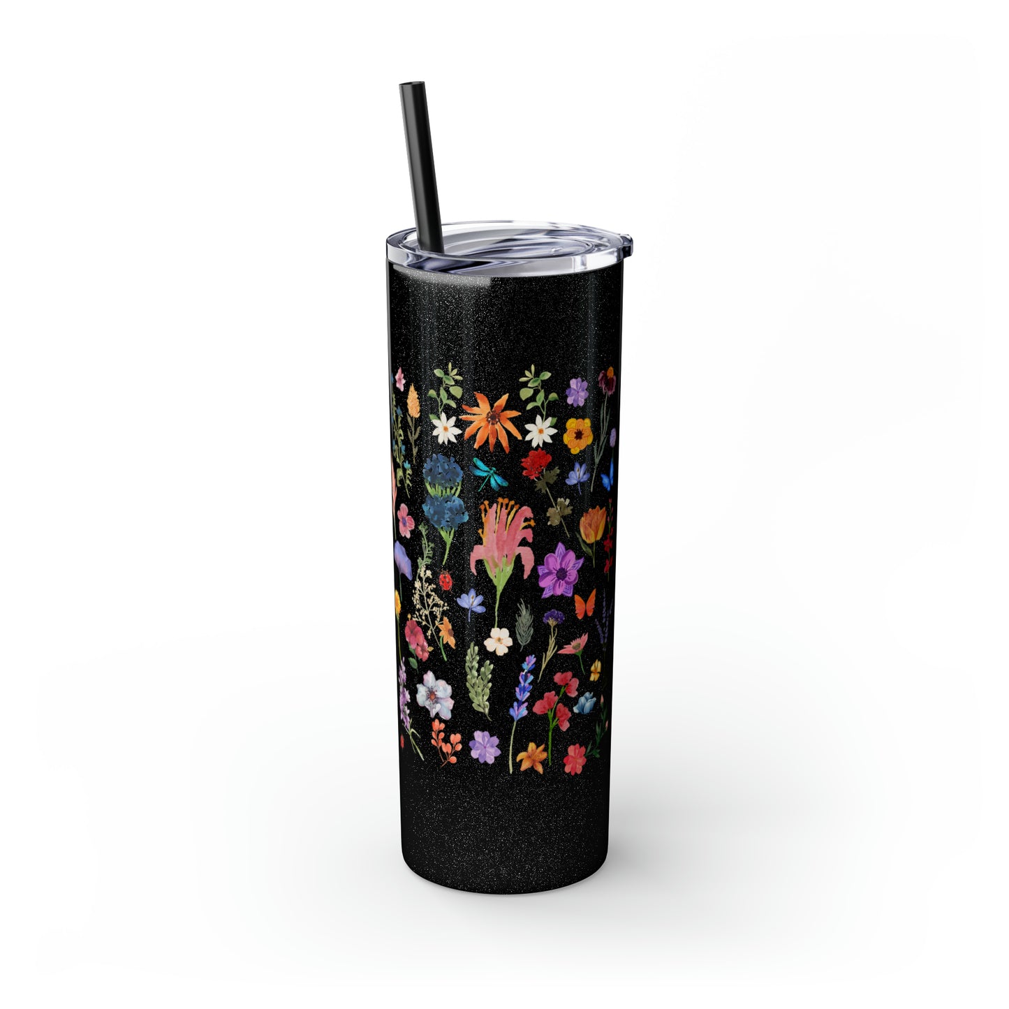 flowers Skinny Tumbler with Straw, 20oz