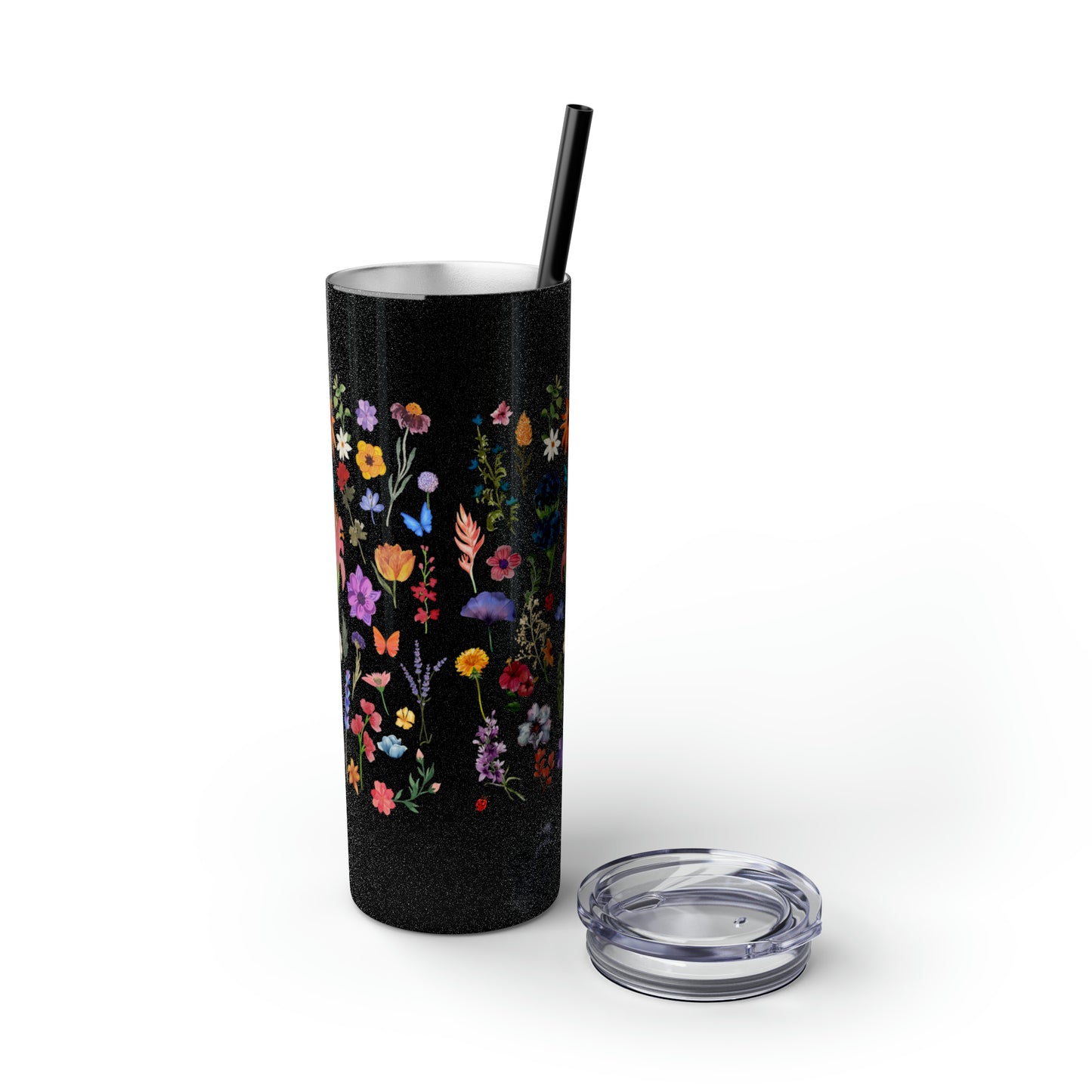 flowers Skinny Tumbler with Straw, 20oz