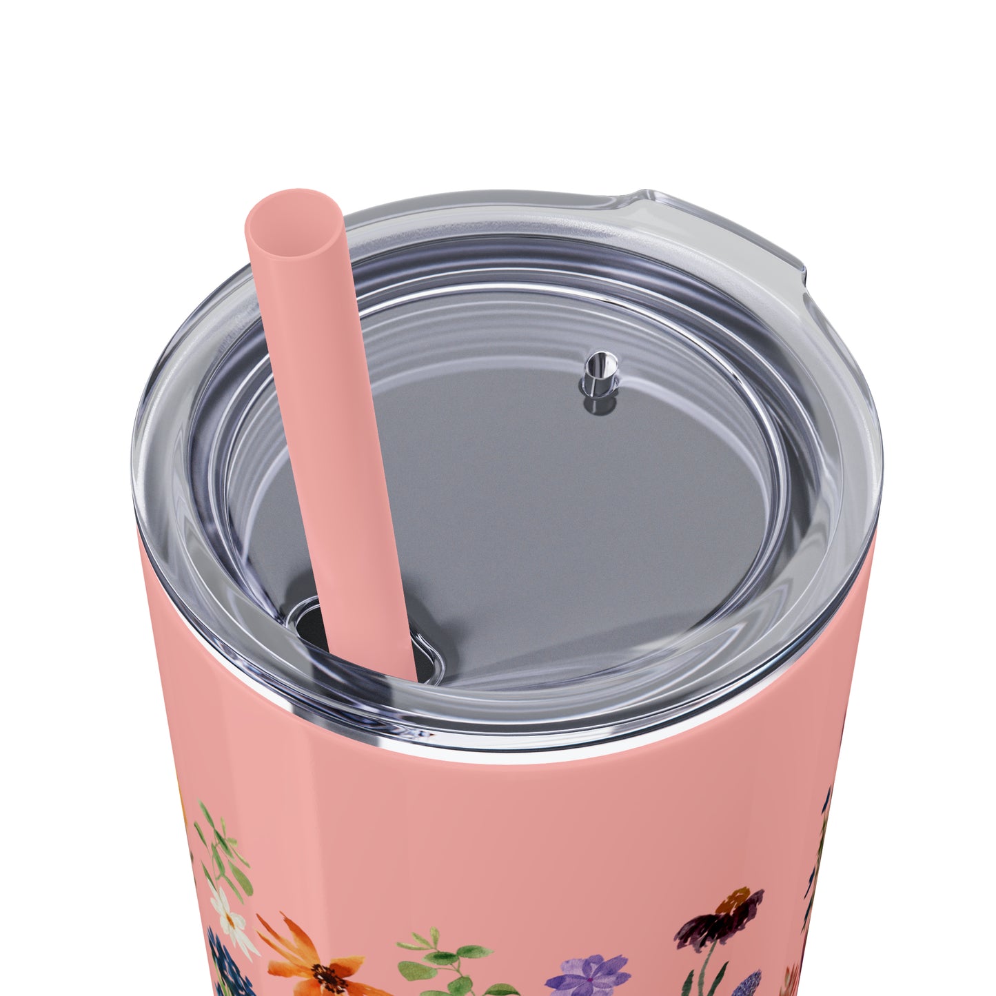 flowers Skinny Tumbler with Straw, 20oz