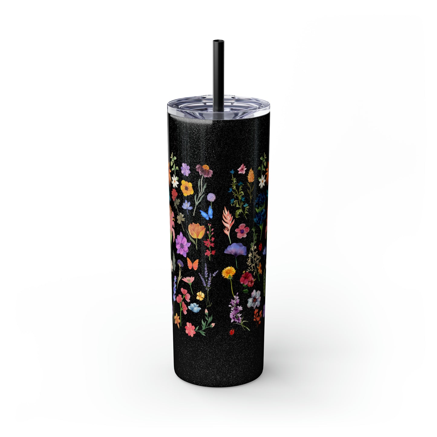 flowers Skinny Tumbler with Straw, 20oz