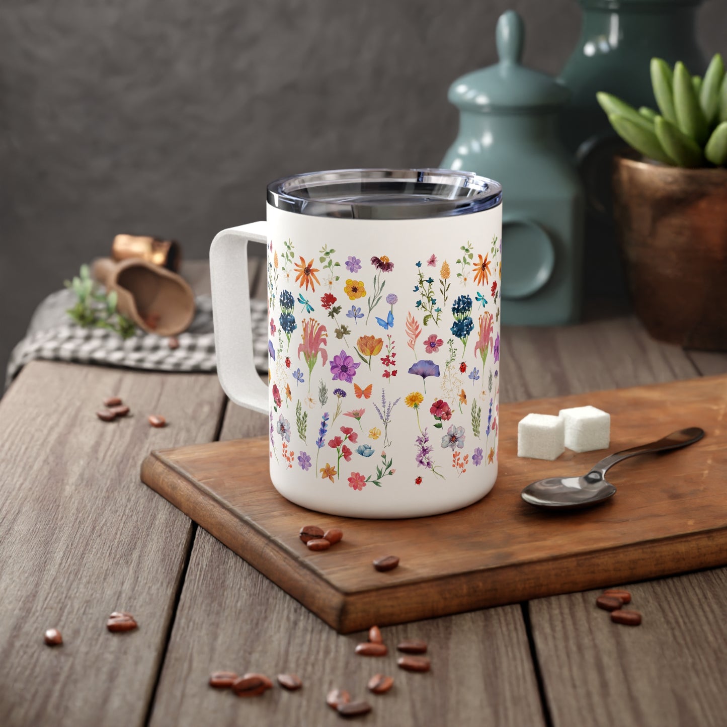Flowers Insulated Coffee Mug, 10oz