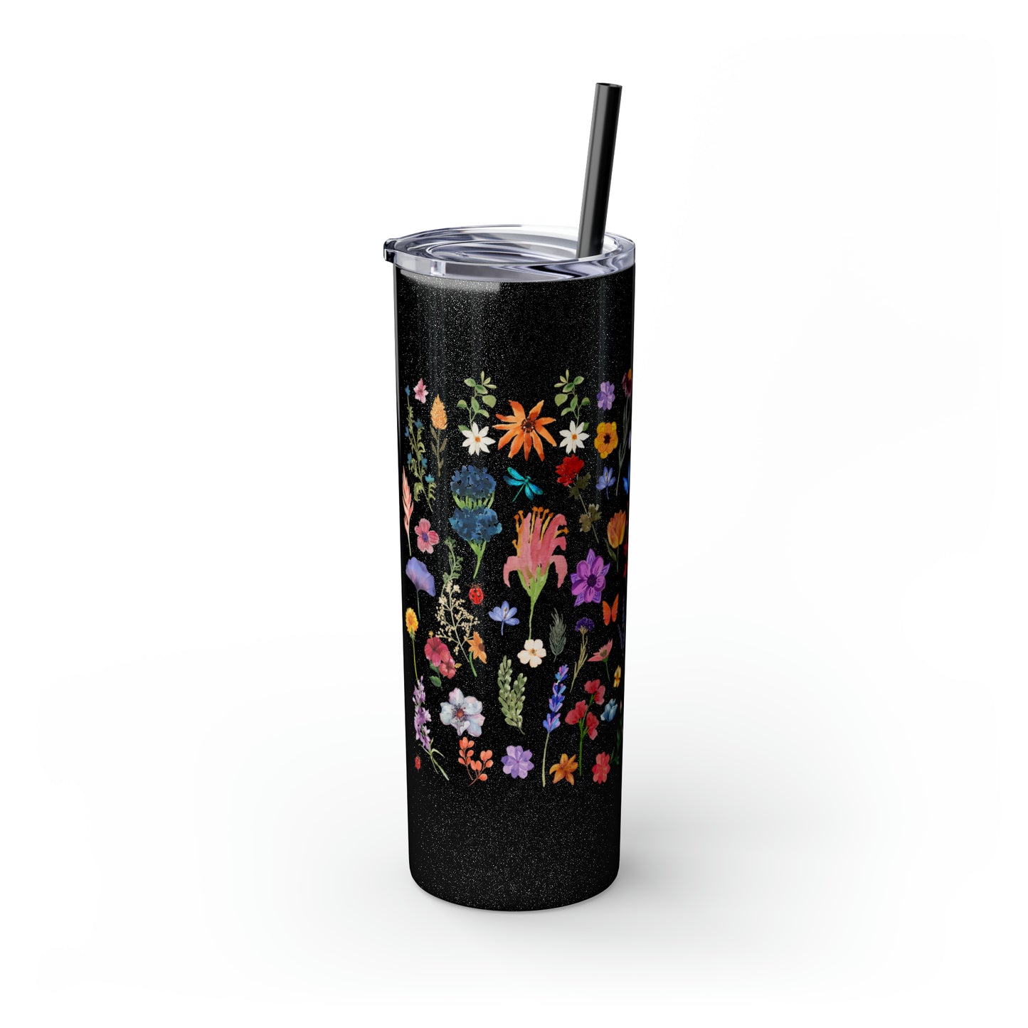 flowers Skinny Tumbler with Straw, 20oz