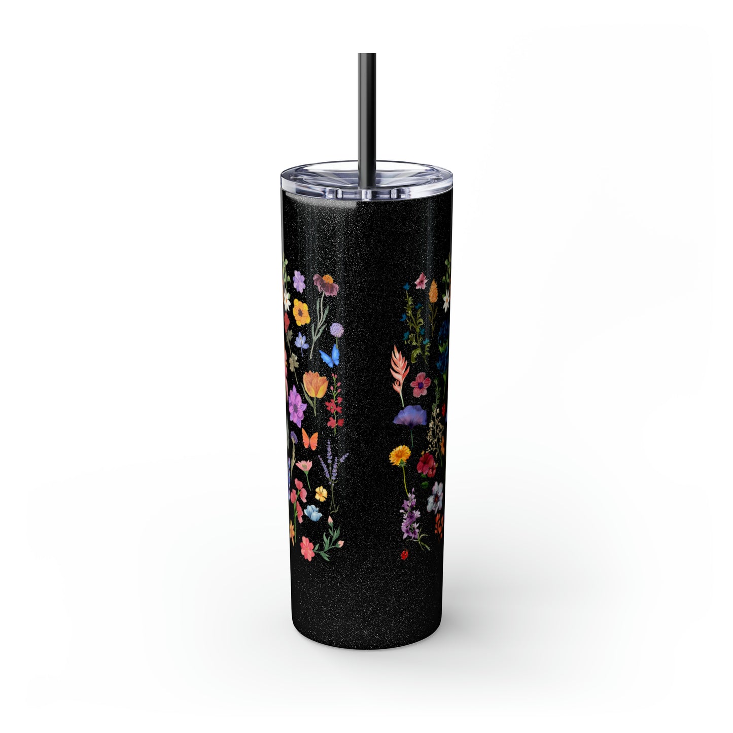 flowers Skinny Tumbler with Straw, 20oz