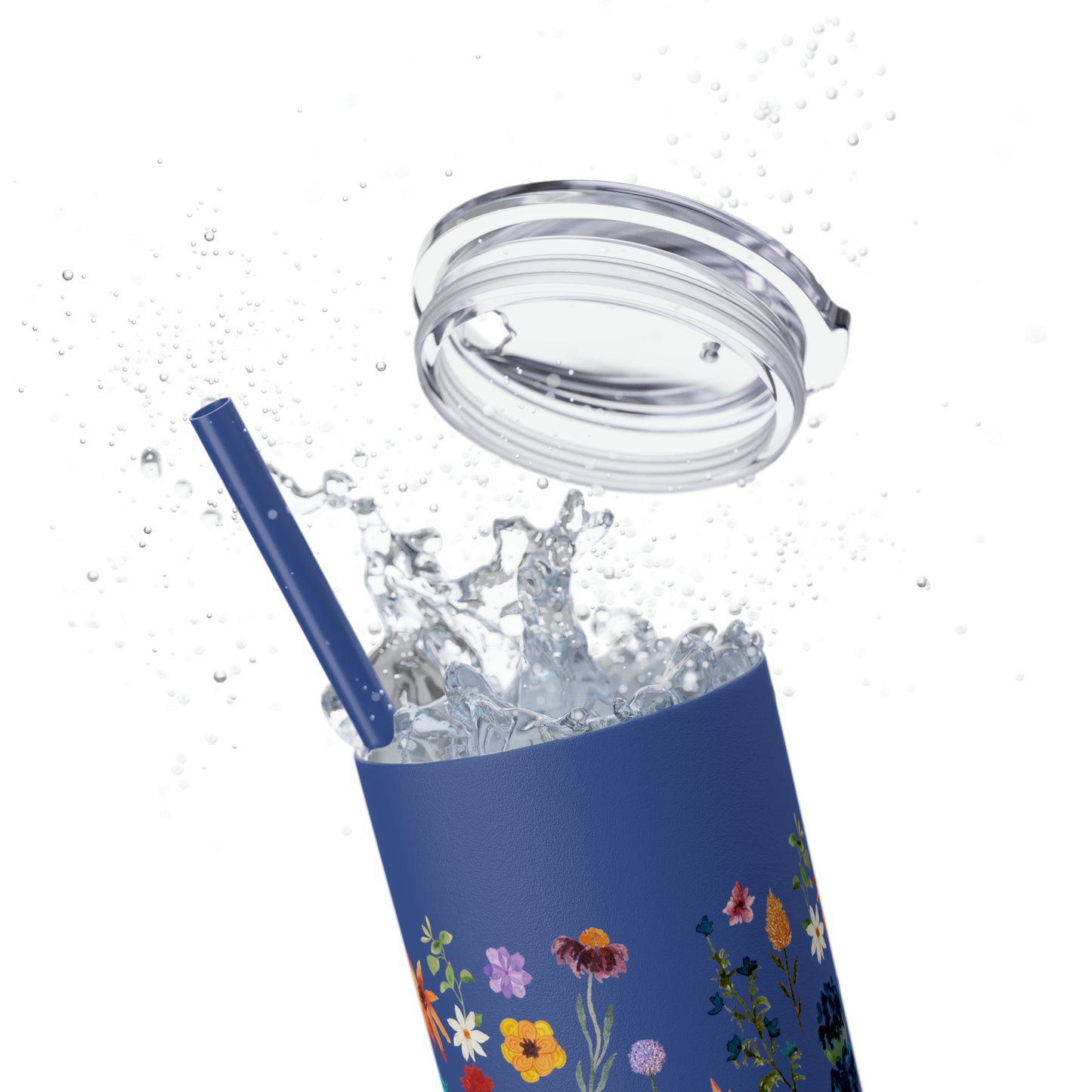 flowers Skinny Tumbler with Straw, 20oz