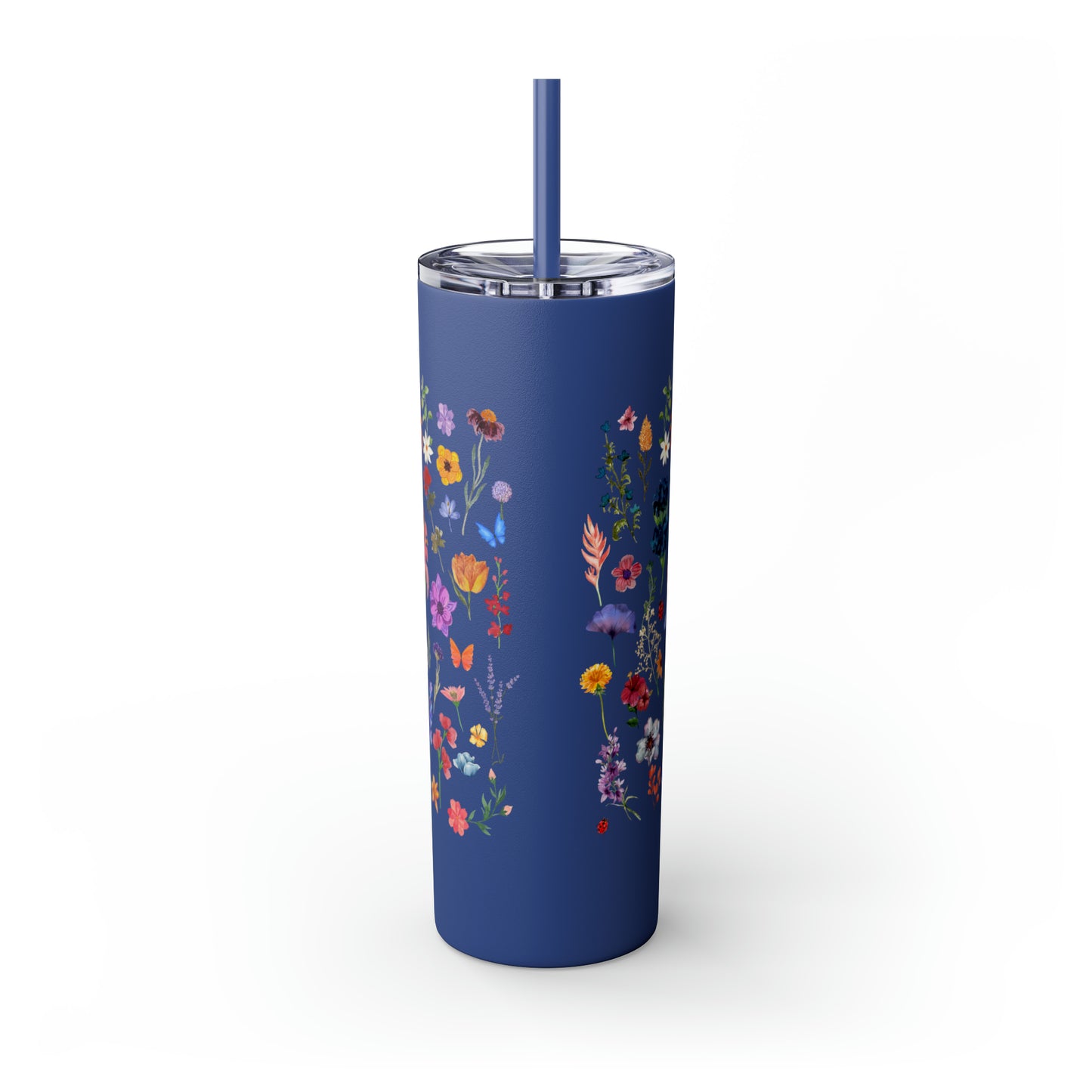 flowers Skinny Tumbler with Straw, 20oz