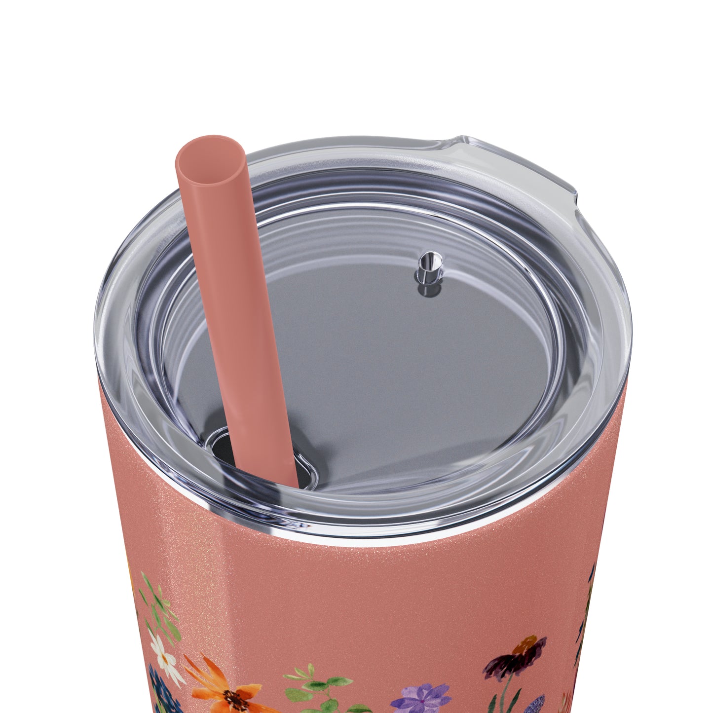 flowers Skinny Tumbler with Straw, 20oz