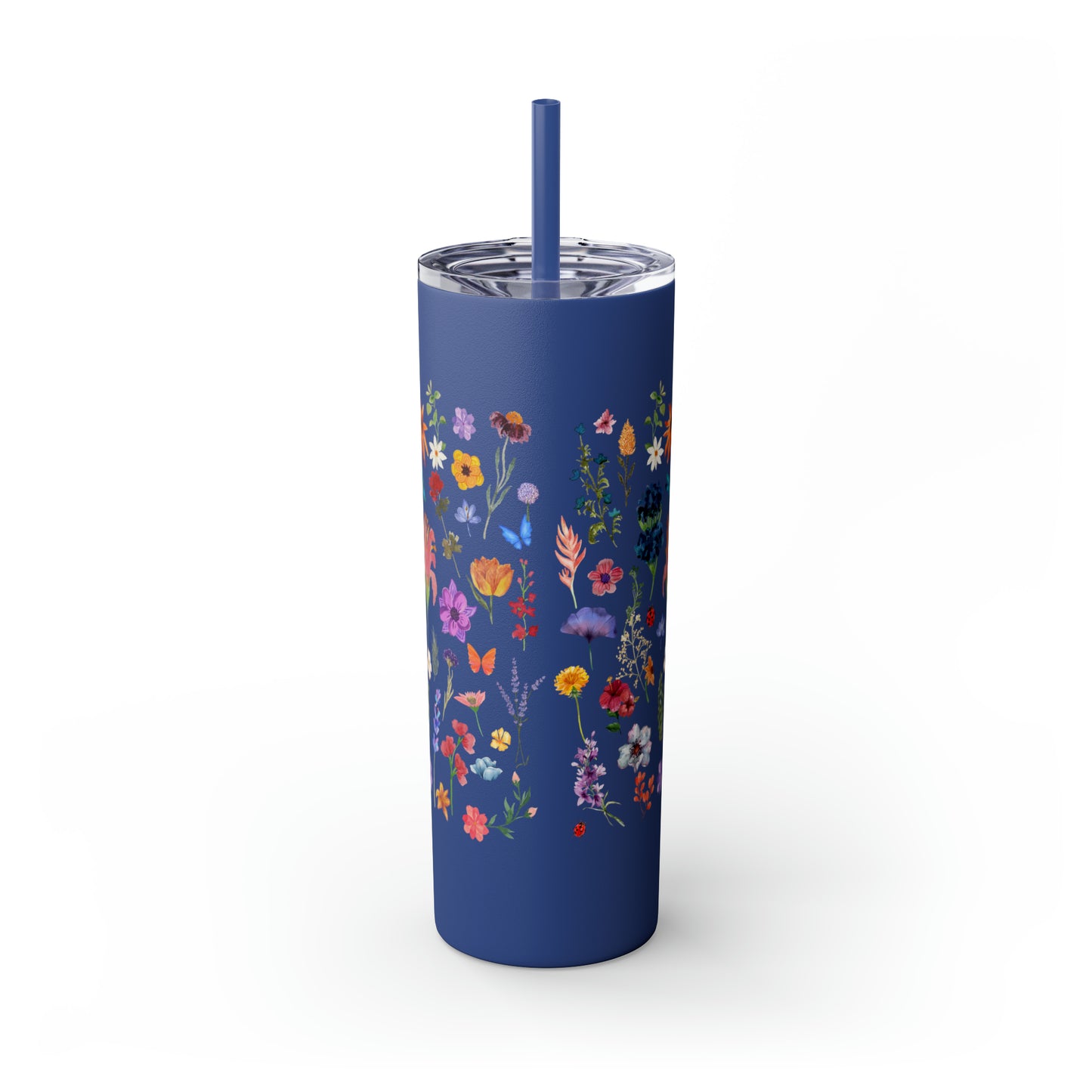 flowers Skinny Tumbler with Straw, 20oz