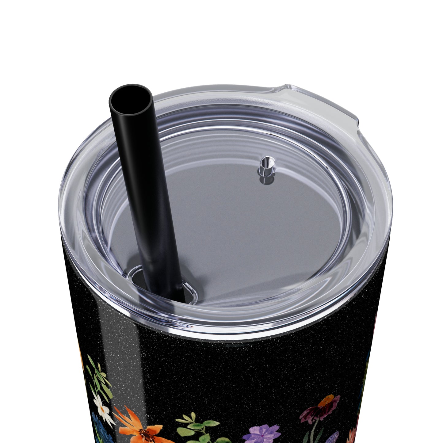 flowers Skinny Tumbler with Straw, 20oz