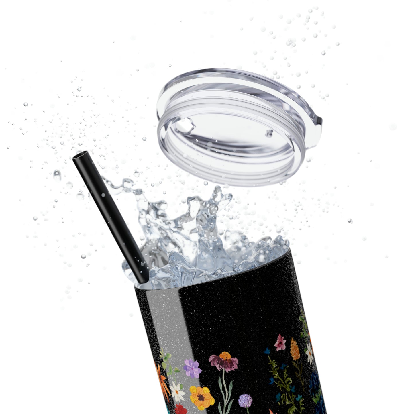 flowers Skinny Tumbler with Straw, 20oz