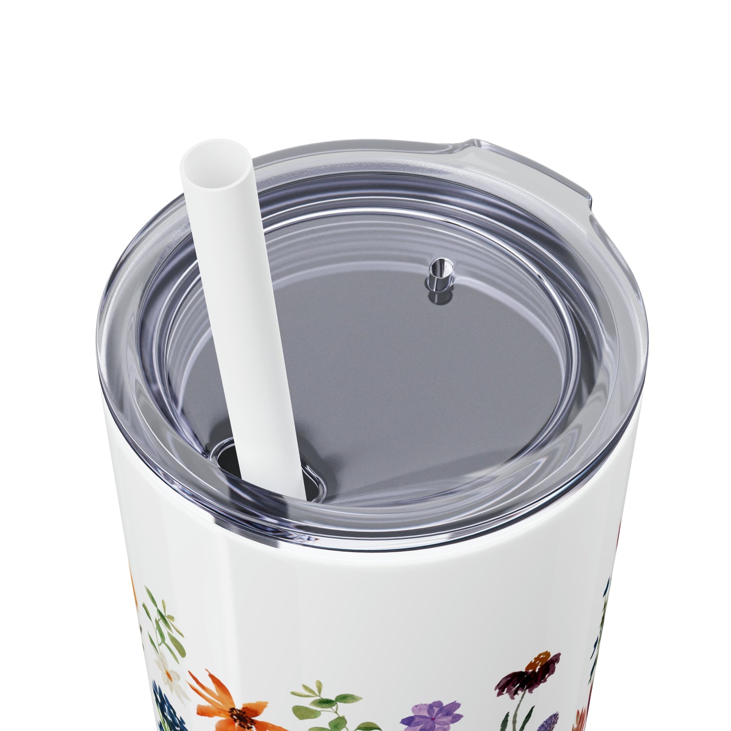 flowers Skinny Tumbler with Straw, 20oz